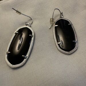 Kendra Scott Black Oval Stone Drop Earrings